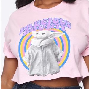 1X*** in my video I said extra large it is 1X. Baby pink baby yoda crop top
